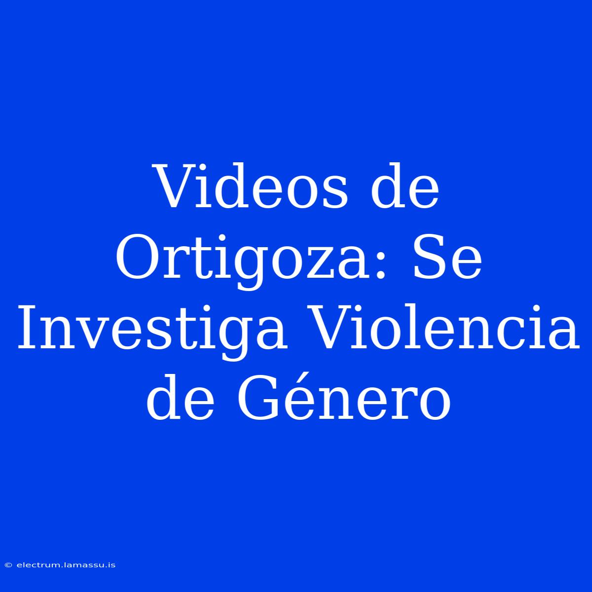 Videos De Ortigoza: Se Investiga Violencia De Género