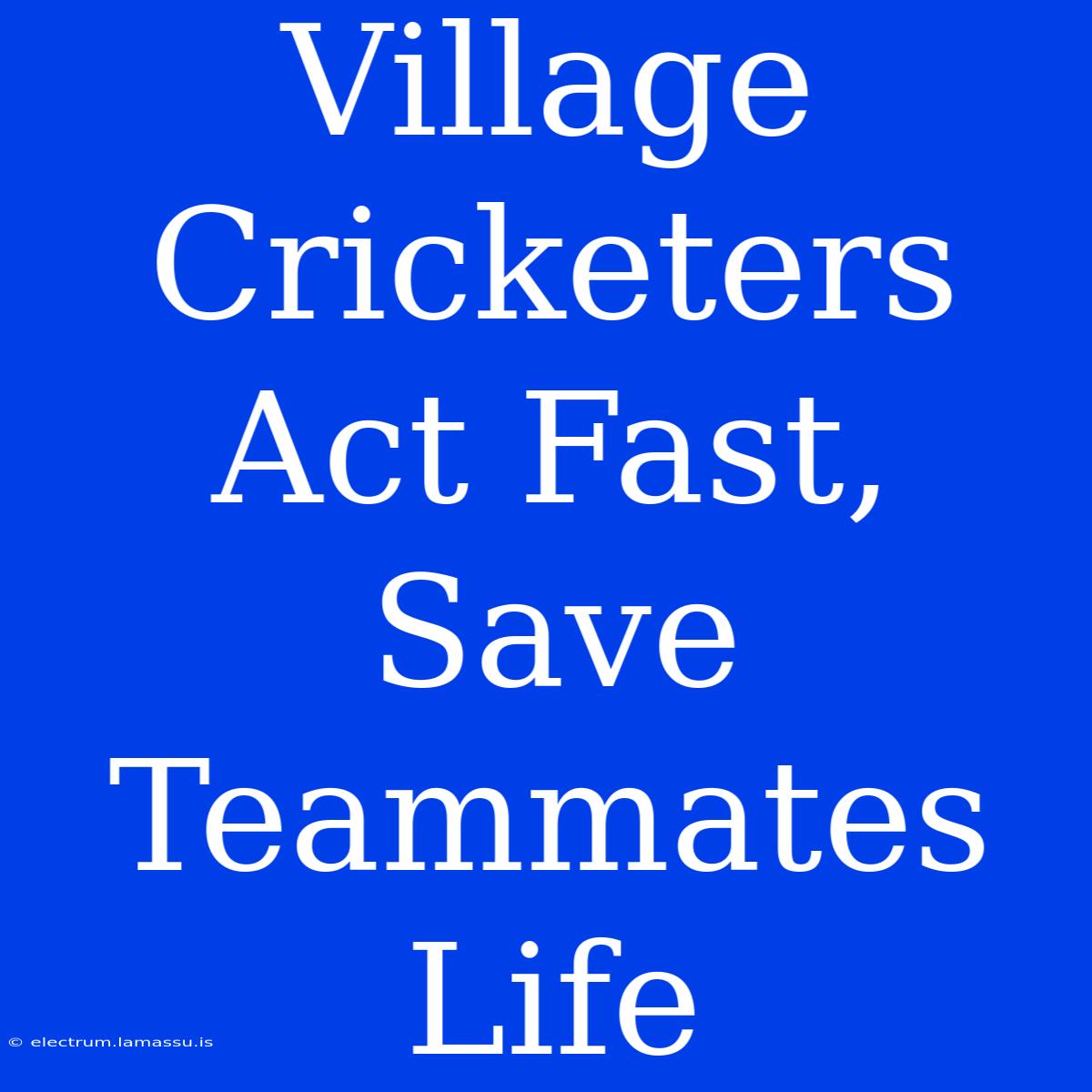 Village Cricketers Act Fast, Save Teammates Life