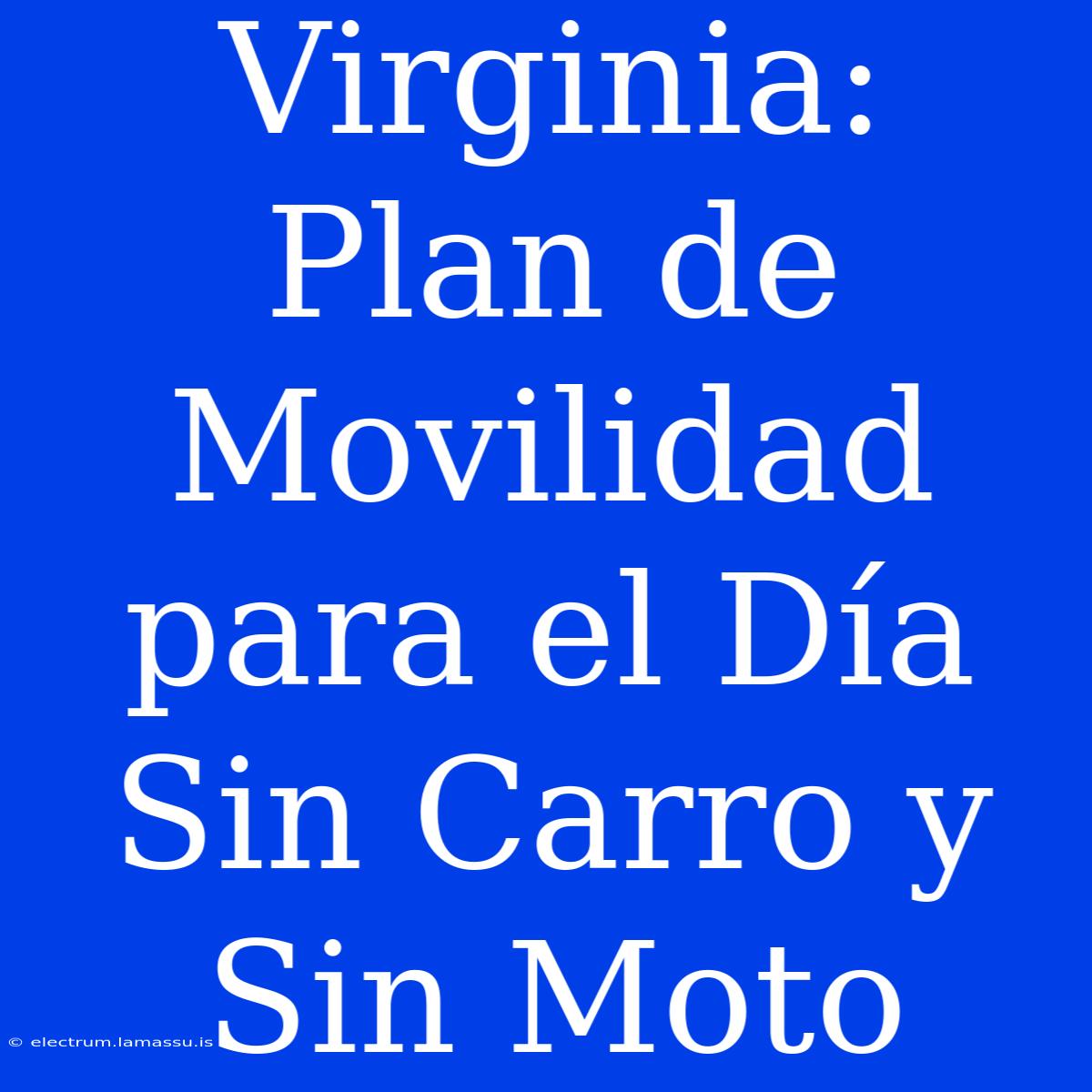 Virginia: Plan De Movilidad Para El Día Sin Carro Y Sin Moto