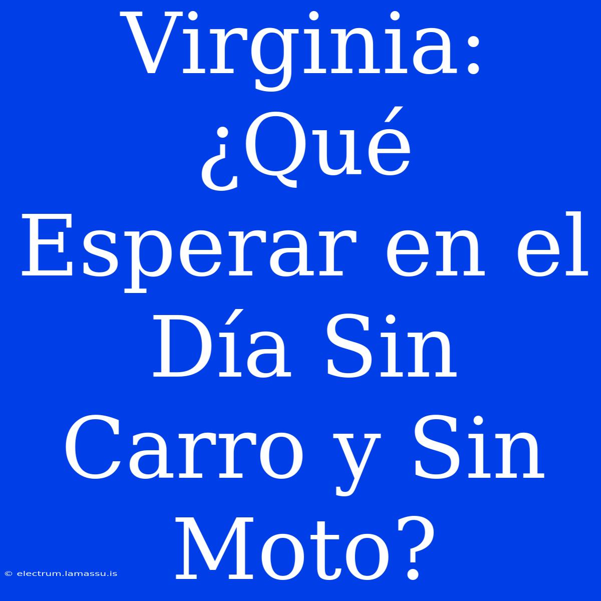 Virginia: ¿Qué Esperar En El Día Sin Carro Y Sin Moto? 