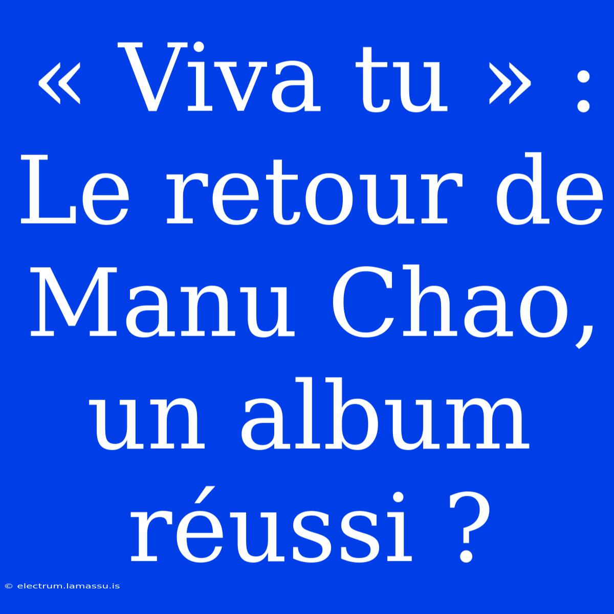 « Viva Tu » : Le Retour De Manu Chao, Un Album Réussi ?