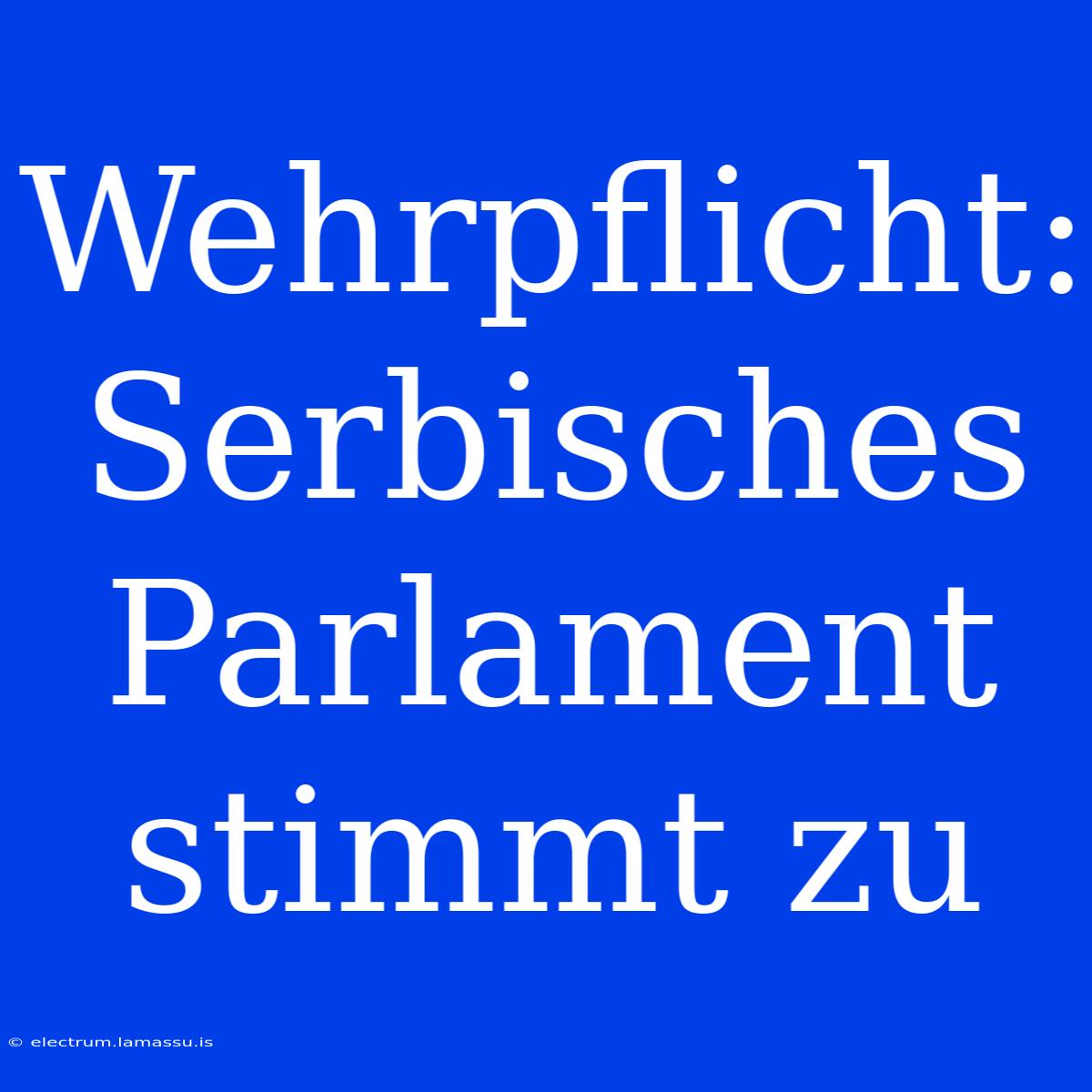 Wehrpflicht: Serbisches Parlament Stimmt Zu