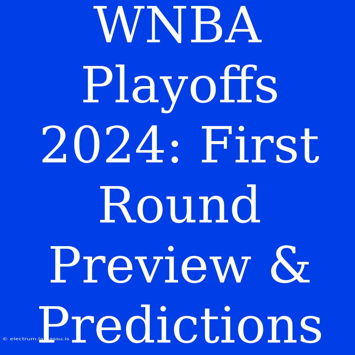 WNBA Playoffs 2024: First Round Preview & Predictions 