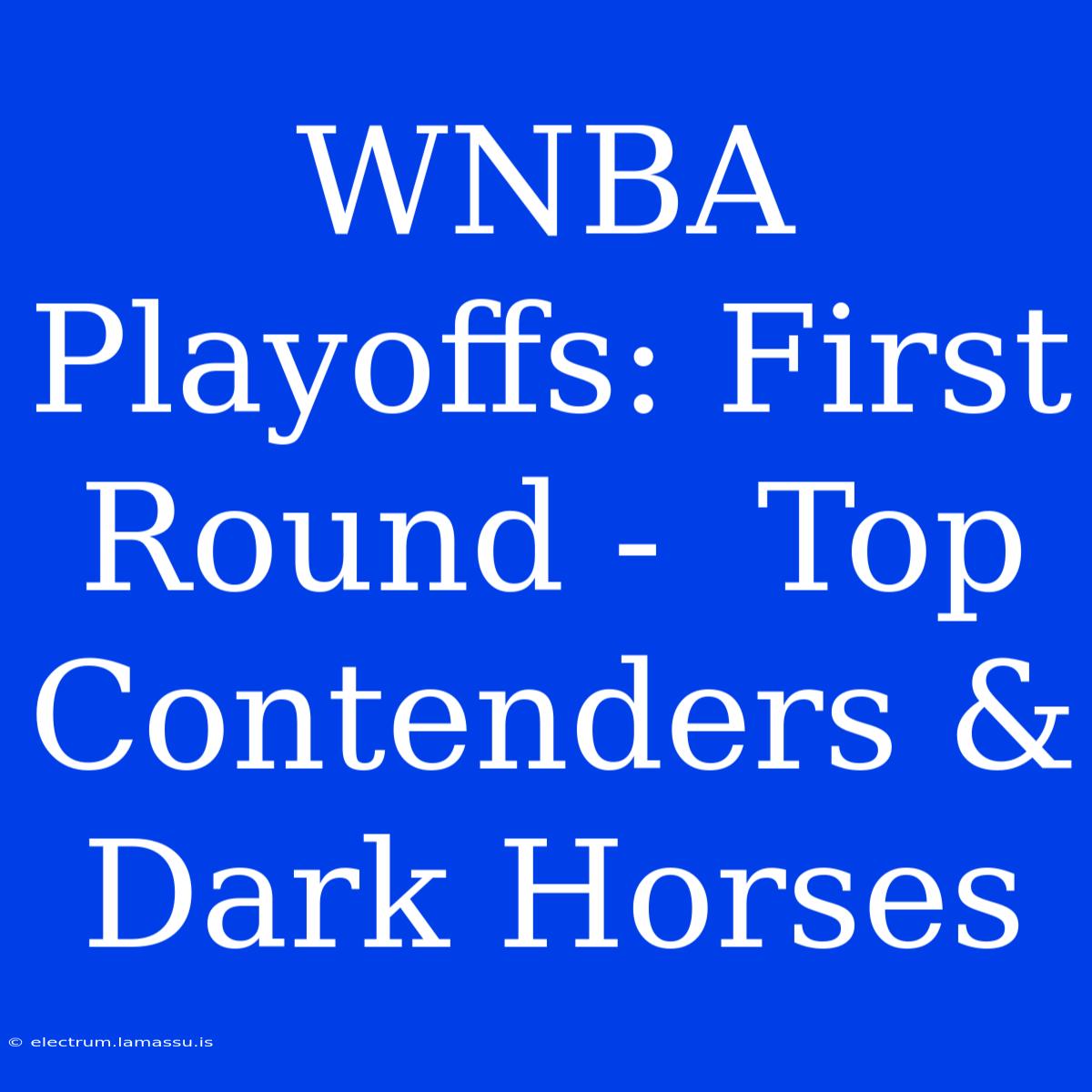 WNBA Playoffs: First Round -  Top Contenders & Dark Horses