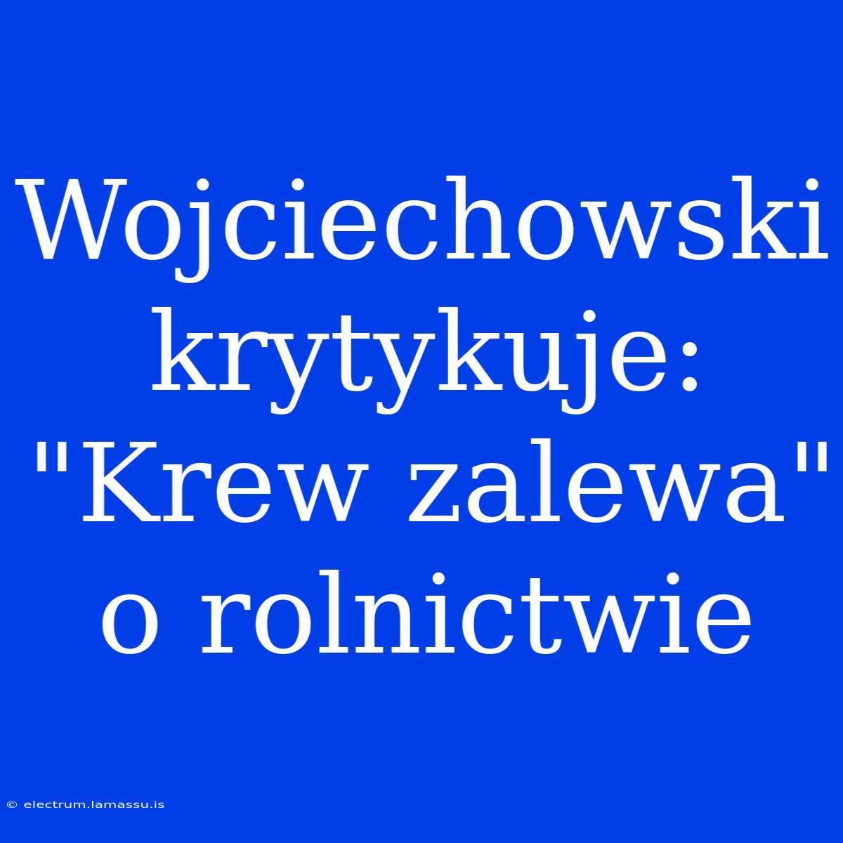 Wojciechowski Krytykuje: 