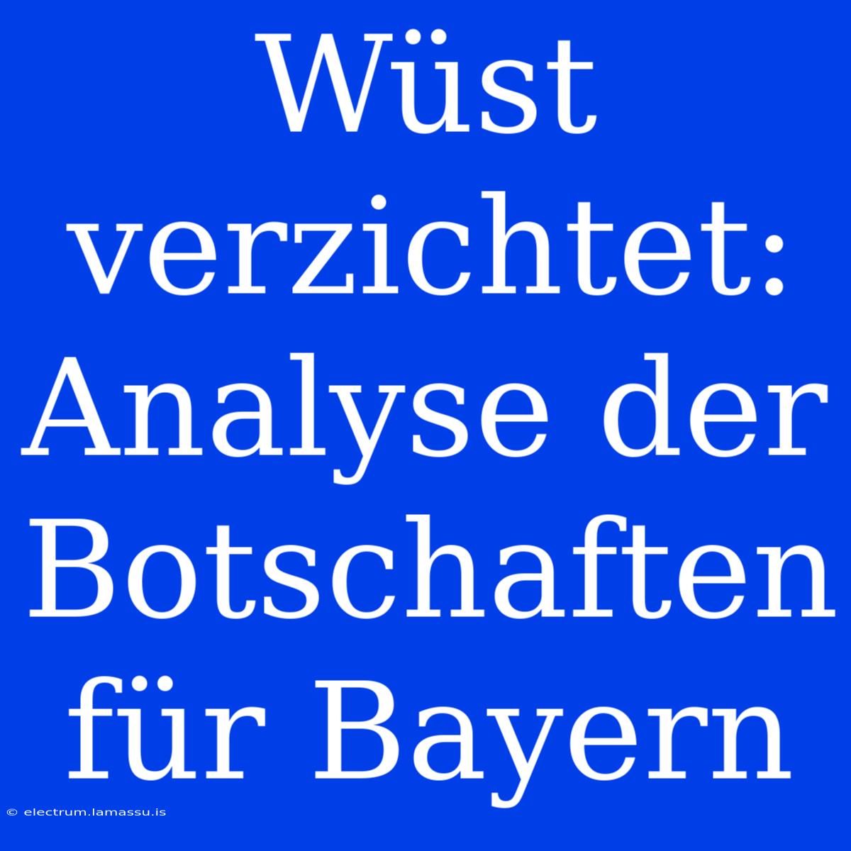 Wüst Verzichtet: Analyse Der Botschaften Für Bayern