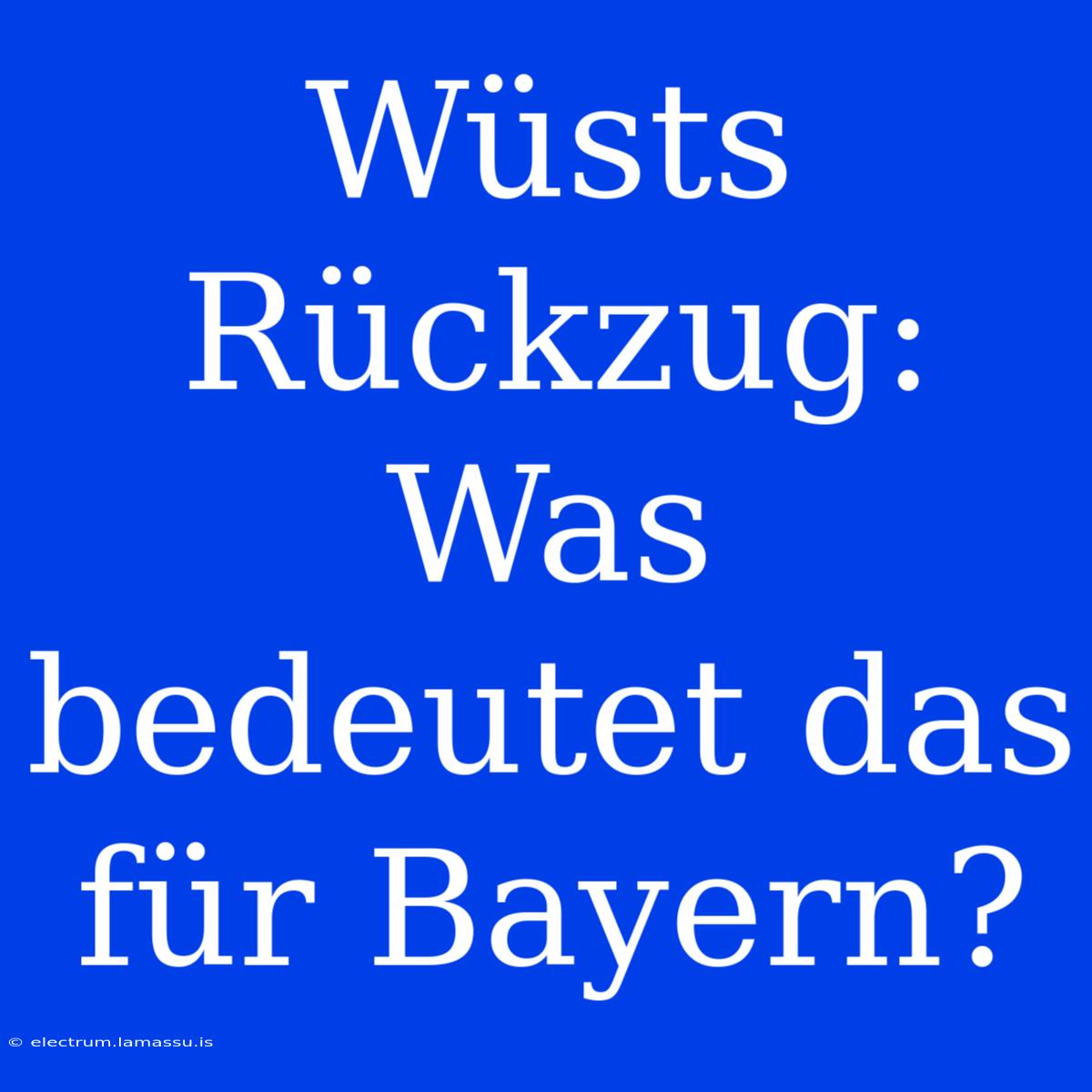 Wüsts Rückzug: Was Bedeutet Das Für Bayern?