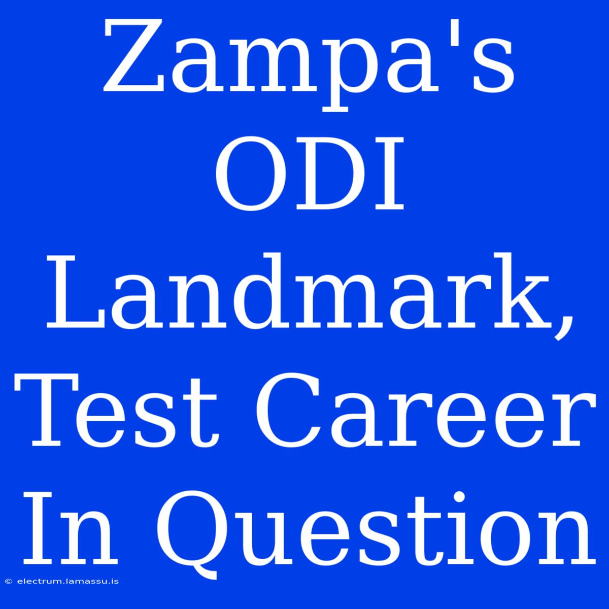 Zampa's ODI Landmark, Test Career In Question