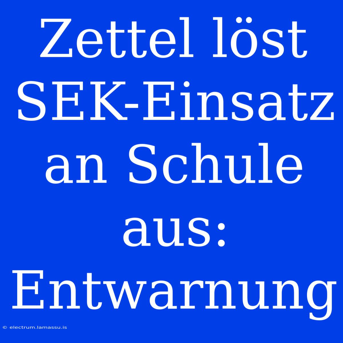 Zettel Löst SEK-Einsatz An Schule Aus: Entwarnung