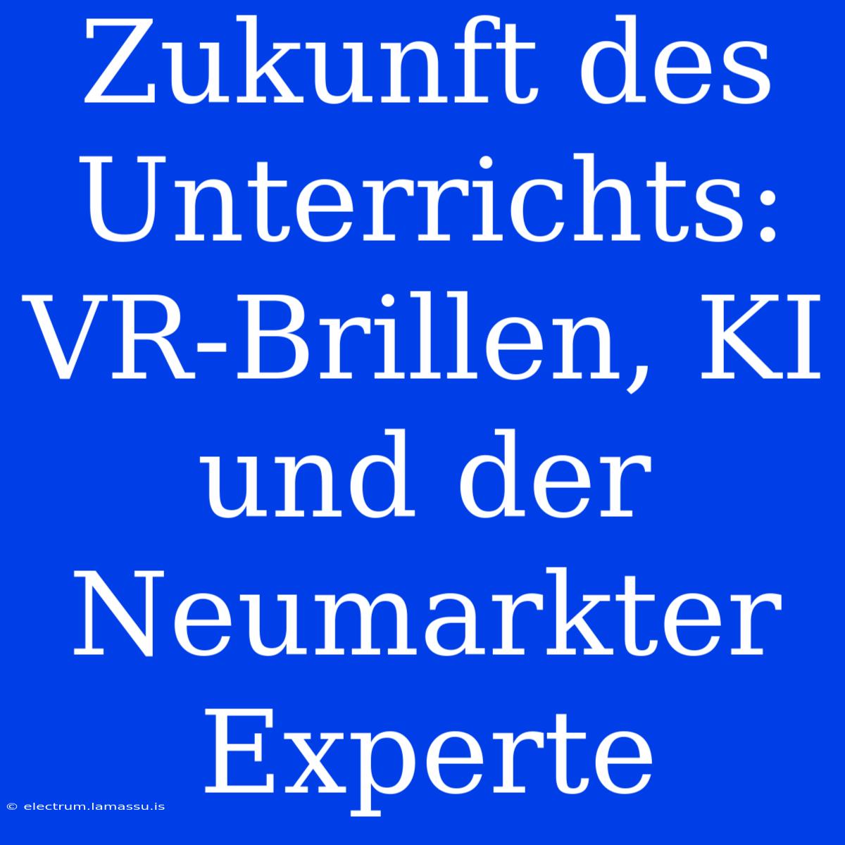 Zukunft Des Unterrichts: VR-Brillen, KI Und Der Neumarkter Experte