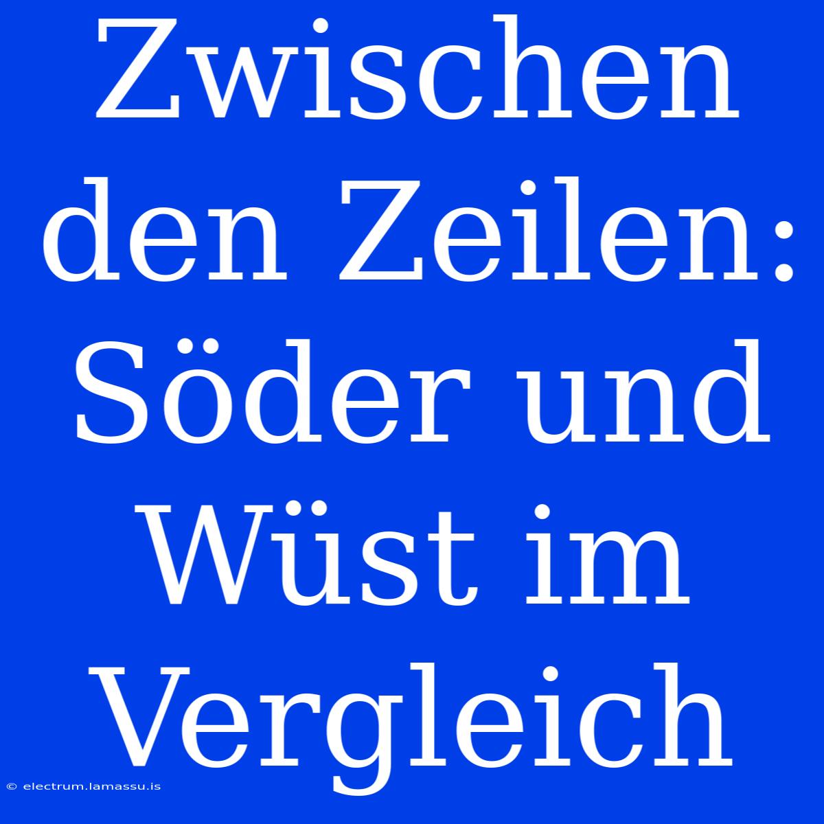 Zwischen Den Zeilen: Söder Und Wüst Im Vergleich